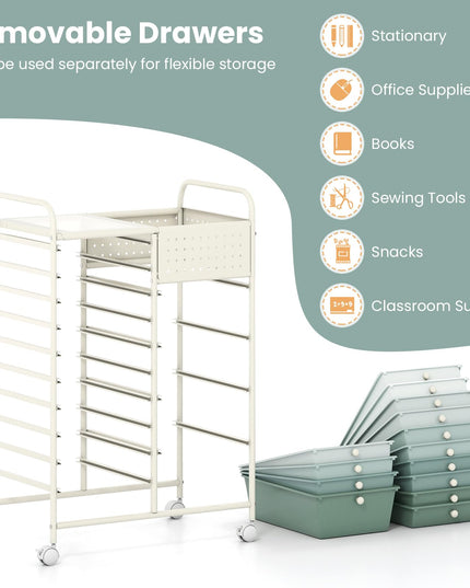 Giantex 14 Drawer Storage Cart Rolling Craft Cart