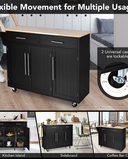 Giantex Kitchen Island Cart , 2 Drawers, 3 Door Cabinet