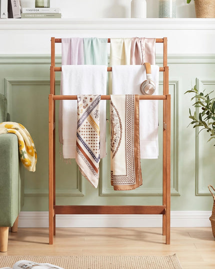 Giantex Freestanding Wooden Towel Rack Stand 3-Tier Bath Towel Drying Rack