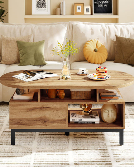 Giantex 47" Oval Coffee Table with Storage Compartments Drawer & 5 Support Legs