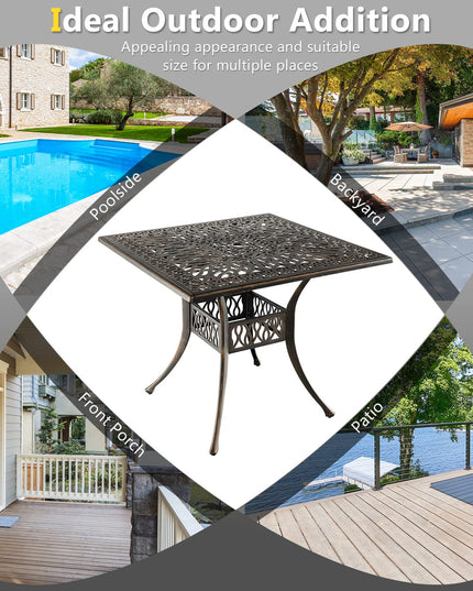 Giantex Patio Dining Table, Cast Aluminum Outdoor Table for 4 Persons