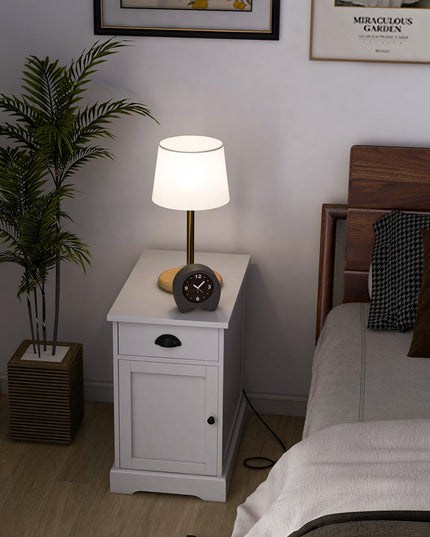 Table d'appoint Giantex avec station de recharge (lot de 2), table d'appoint à plateau relevable avec ports USB et prises électriques, blanc