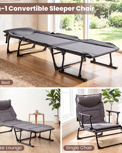 Giantex Folding Patio Lounge Chair with 6 Backrest Positions