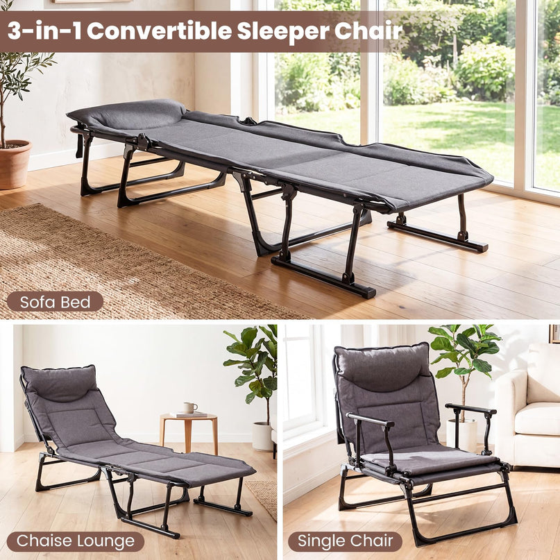 Chaise longue pliante de patio Giantex avec 6 positions de dossier