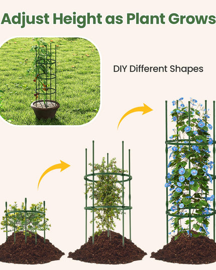 Giantex 3-Pack Tomato Cages 60.5”Hx20” PE-Coated Metal Plant Cages & Supports