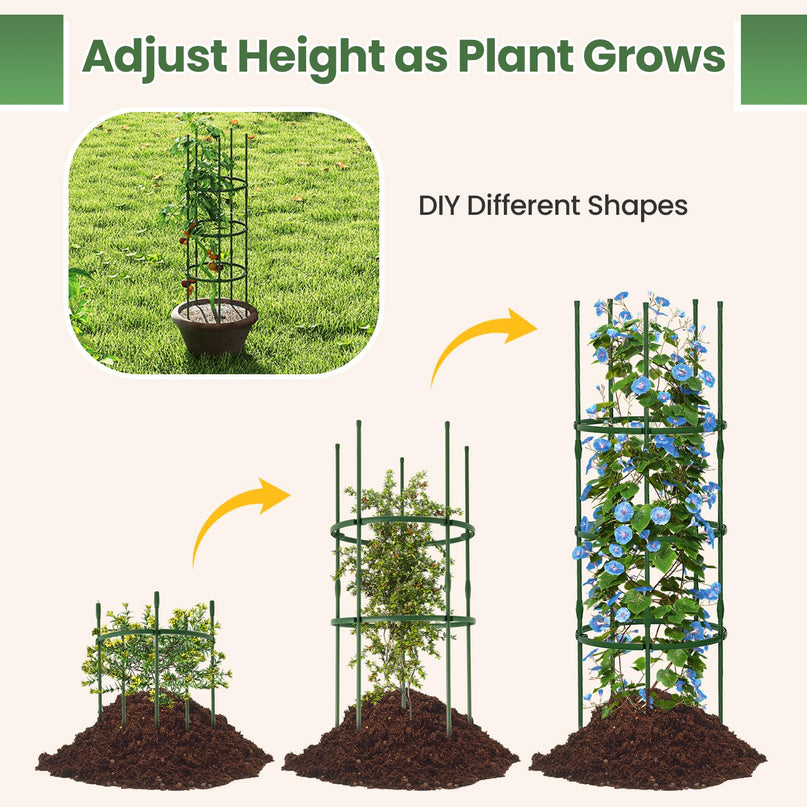 Giantex 3-Pack Tomato Cages 60.5”Hx20” PE-Coated Metal Plant Cages & Supports