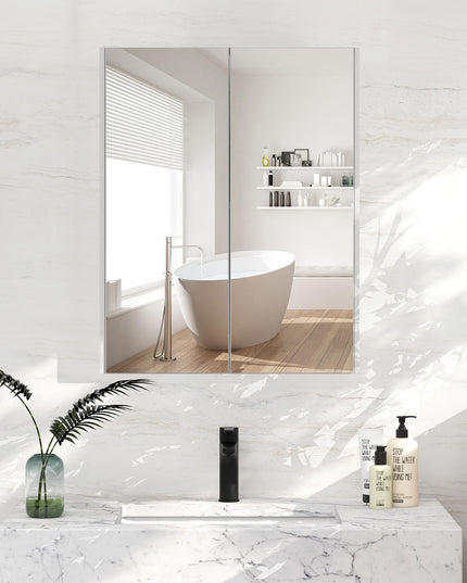 Giantex Medicine Cabinet, 24.5" x 25.5" Bathroom Wall Cabinet with 2 Mirror Door