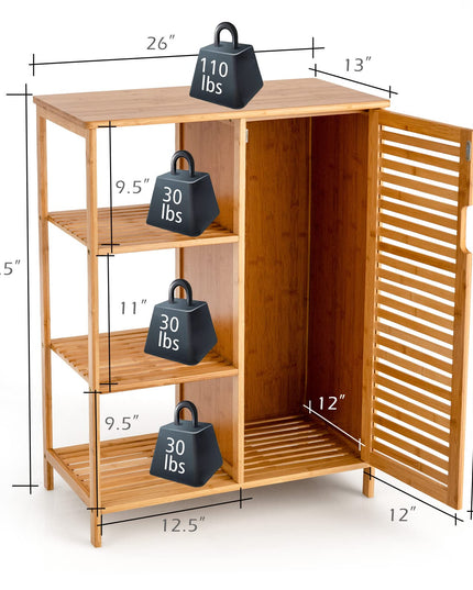Bathroom Storage Cabinet Bamboo Floor Cabinet Free Standing Organizer - Giantex