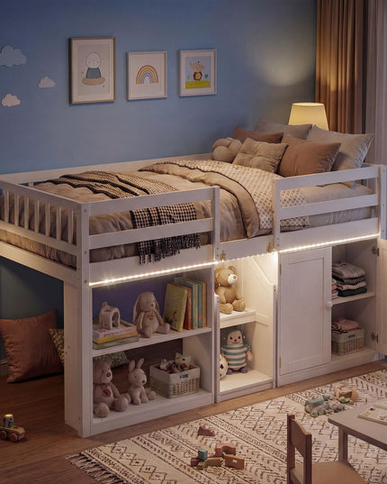 Lit bas surélevé Giantex une place avec lumières LED