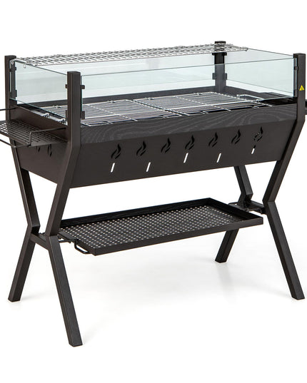 Giantex Charcoal Grill with Transparent Glass Wind Guard