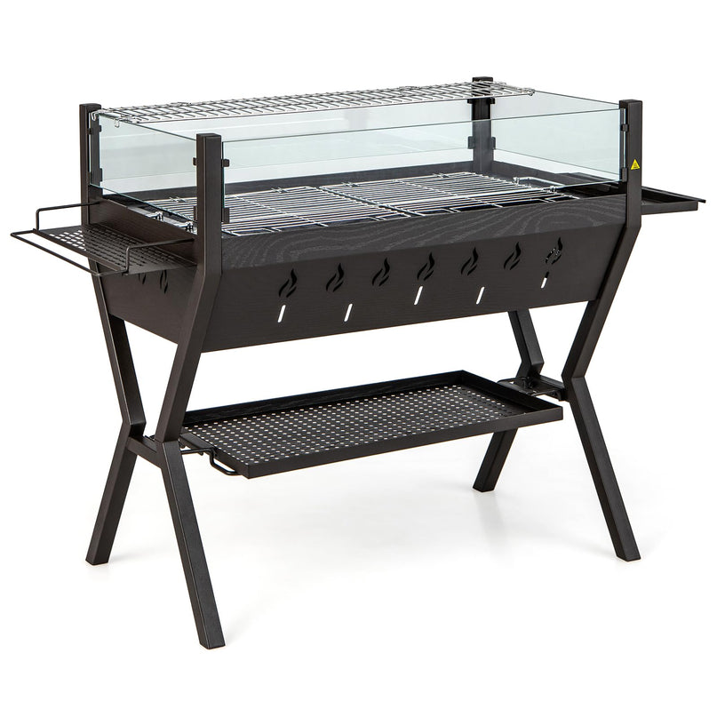 Giantex Charcoal Grill with Transparent Glass Wind Guard