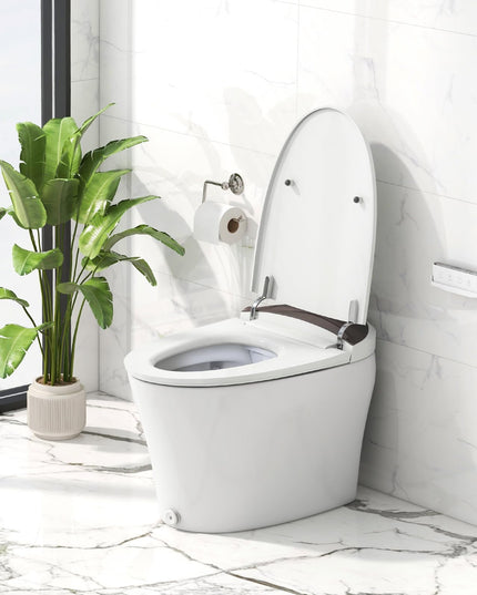 Giantex Smart Toilet, Elongated Bidet Toilet with Adjustable Heated Seat, Dryer, Night Light, Auto Open/Close, Foot Sensor