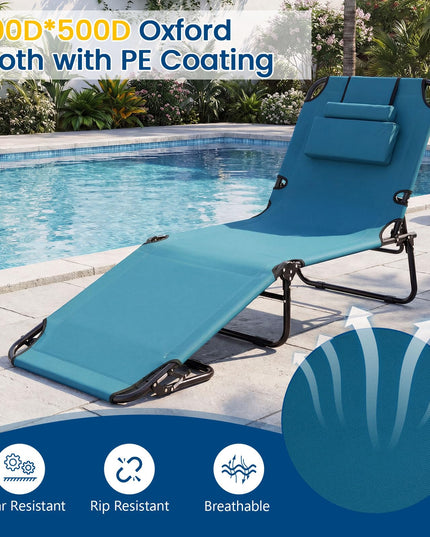 Chaise longue de bronzage pliante Giantex – Chaise de patio réglable avec trou pour le visage