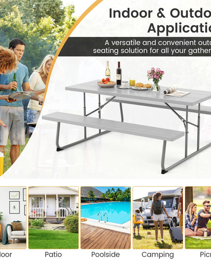 Giantex Folding Picnic Table - 6 FT Outdoor Table Bench Set for 8 Persons w/All-Weather HDPE Tabletop