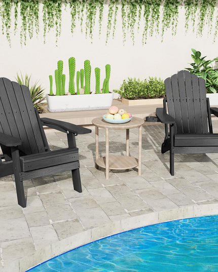 Giantex Folding Adirondack Chair, All-Weather Lounge Chair with Adjustable Backrest, Retractable Ottoman