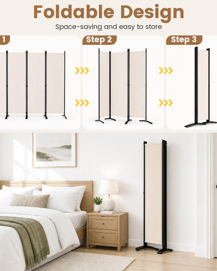 Giantex 4 Panel Room Divider, 5.6Ft Folding Screen, Home Office Freestanding Tall Partition