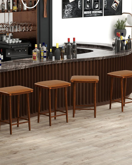 Giantex Bar Stools Set of 4, Wooden Backless Barstools for Kitchen Island