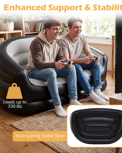 Giantex Inflatable Loveseat Couch | Portable & Foldable 2-Seater Air Sofa for Adults w/Armrests