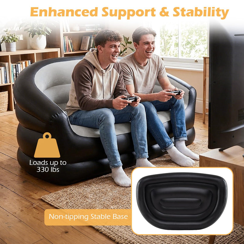 Giantex Inflatable Loveseat Couch | Portable & Foldable 2-Seater Air Sofa for Adults w/Armrests