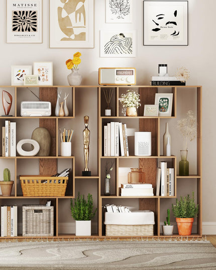Giantex 6-Cube S-Shaped Bookshelf, 47" Open-Back Geometric Bookcase w/Anti-tip Kits