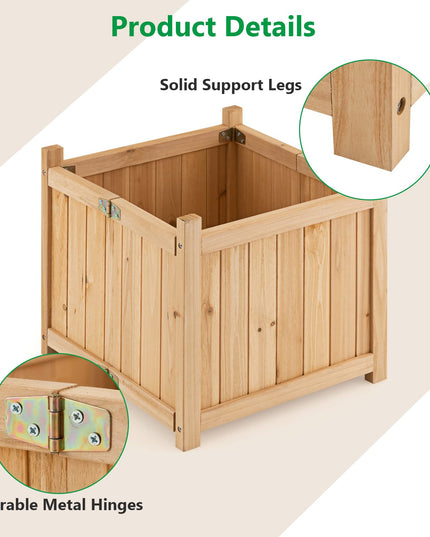 Giantex 15” Planter Raised Garden Bed - Wooden Planting Box, Outdoor Folding Square Planter