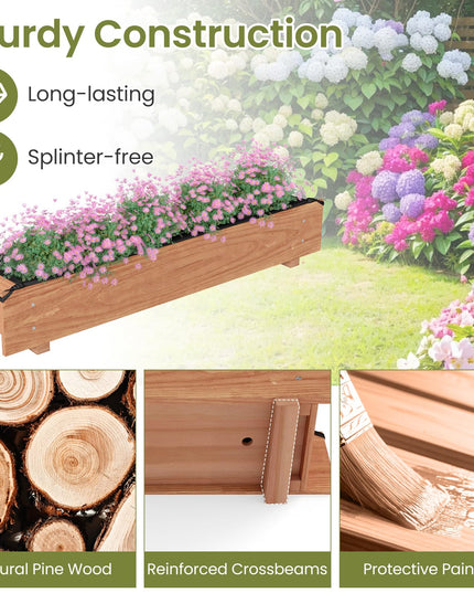 Giantex Wood Raised Garden Bed Rectangular Planter Box w/Drainage Hole（36"x7"x7"）