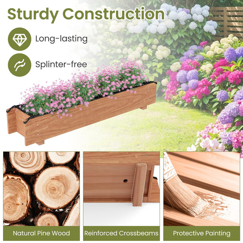 Giantex Wood Raised Garden Bed Rectangular Planter Box w/Drainage Hole（36"x7"x7"）