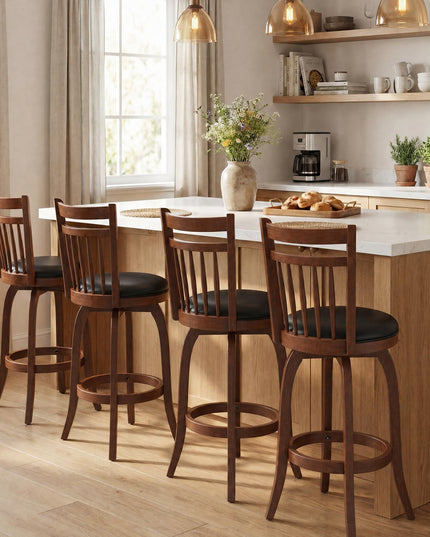 GIANTEX Swivel Bar Stools Set of 2/4 with Faux Leather Padded Seat