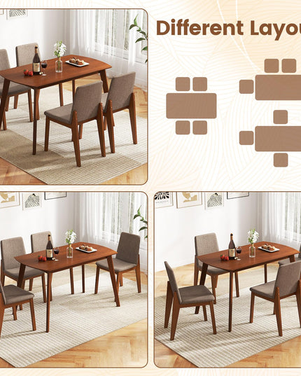 Giantex Dining Table Set for 4 | Rectangular Kitchen Table and Chairs Set w/Rubber Wood Frame