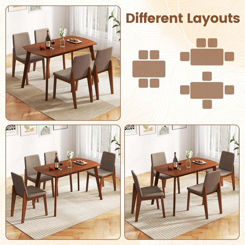 Giantex Dining Table Set for 4 | Rectangular Kitchen Table and Chairs Set w/Rubber Wood Frame