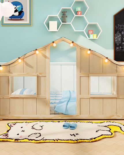 Giantex Twin Kids House Bed with Light Bulbs