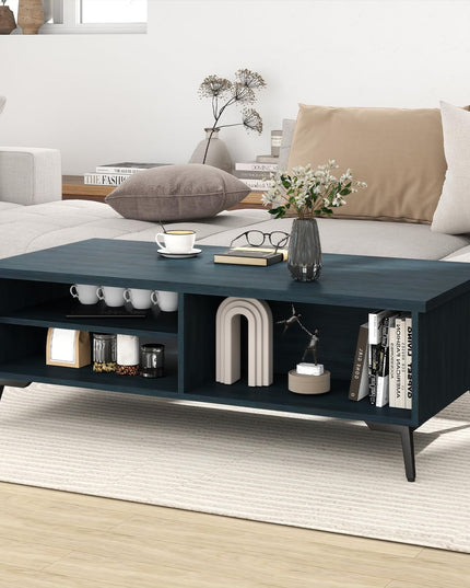 Giantex Mid Century Modern Coffee Table with Storage Shelves