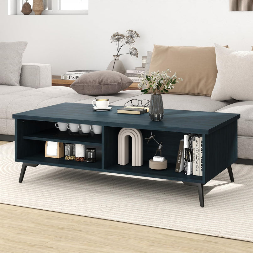Giantex Mid Century Modern Coffee Table with Storage Shelves