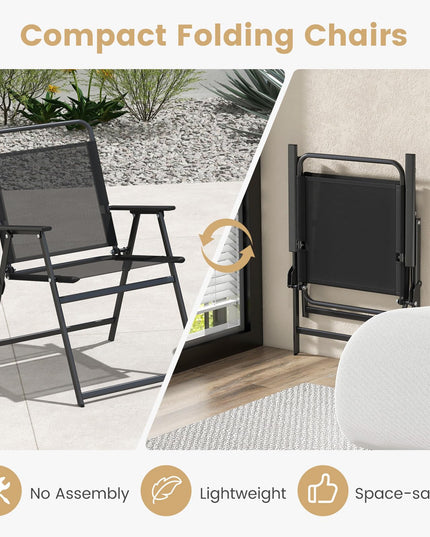 Giantex 3-Piece Patio Bistro Set, Outdoor Folding Chairs & Table Set, Outdoor Conversation Set for Balcony Yard Poolside