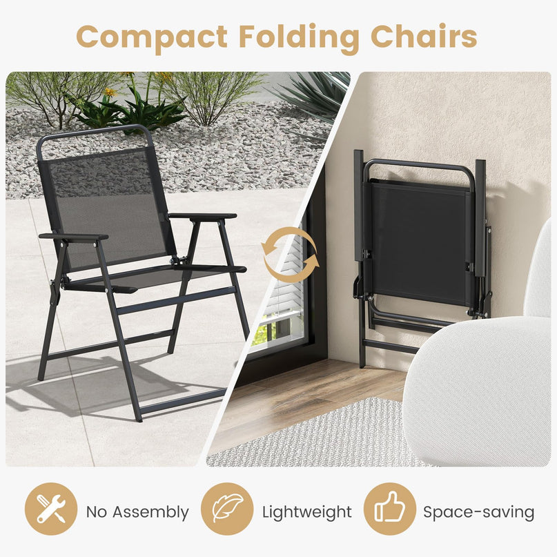 Giantex 3-Piece Patio Bistro Set, Outdoor Folding Chairs & Table Set, Outdoor Conversation Set for Balcony Yard Poolside