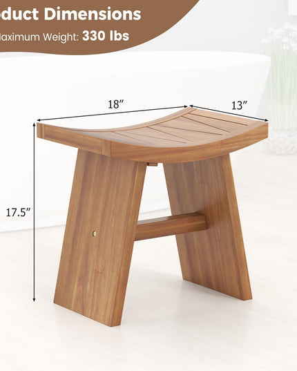 18" x 13" x 17.5" Waterproof Shower Stool with Curved Seat for Inside Shower
