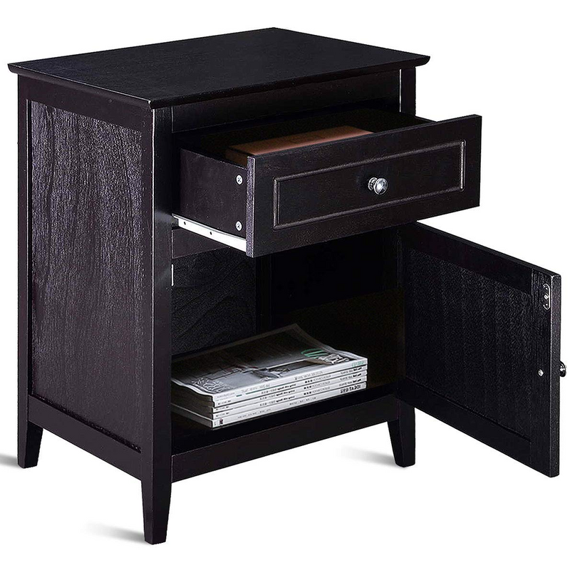 Wooden End Table W/Shelf - Giantex