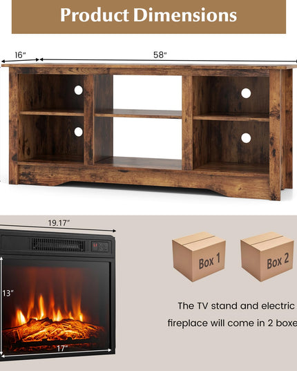 Giantex TV Stand with Fireplace - TV Cabinet with Adjustable Shelves
