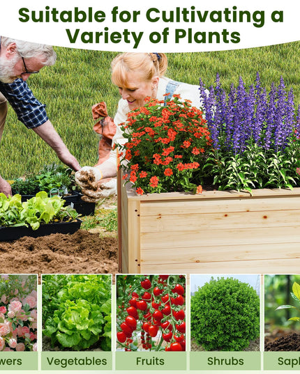 Giantex 40"x25"x26" Elevated Planter Box with Open-Ended Base for Deep-Rooted Plant