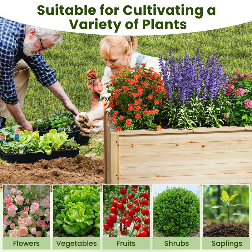 Giantex 40"x25"x26" Elevated Planter Box with Open-Ended Base for Deep-Rooted Plant