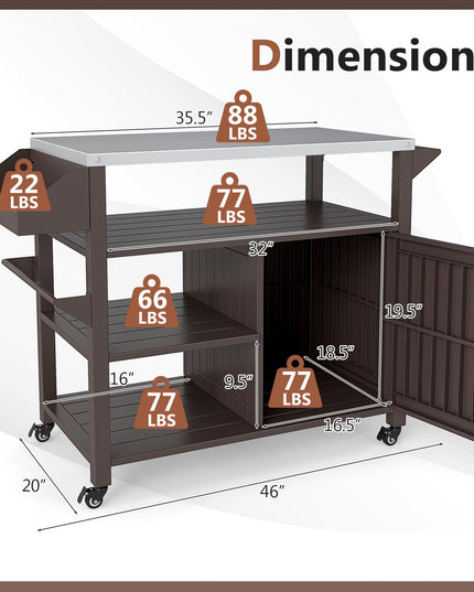 Giantex Outdoor Grill Cart with Storage Cabinet & Shelves