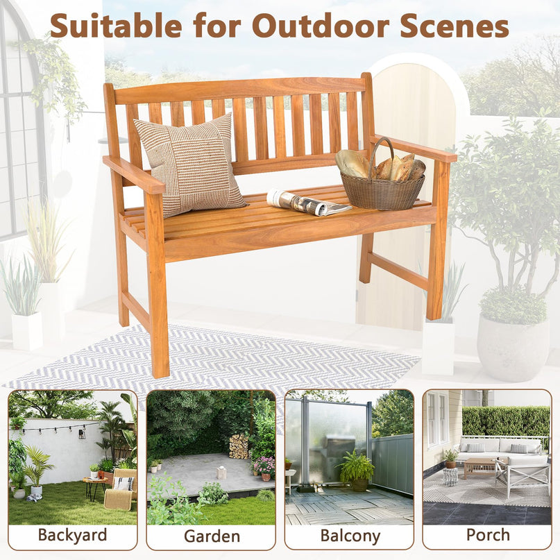 Giantex 2 Person Outdoor Bench w/Ergonomic Backrest