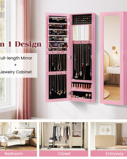 Giantex Wall Mounted Jewelry Cabinet with Full Length Mirror