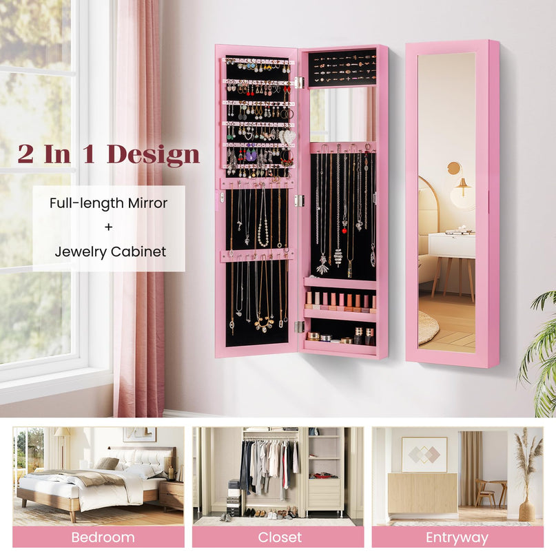 Giantex Wall Mounted Jewelry Cabinet with Full Length Mirror