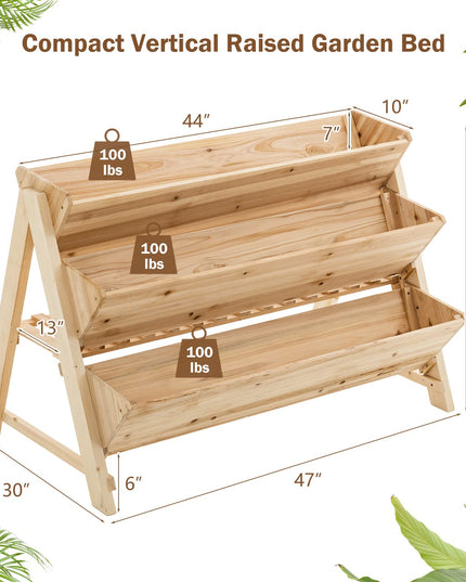 Giantex Raised Garden Bed, Vertical Planter with Storage Shelf (Natural)