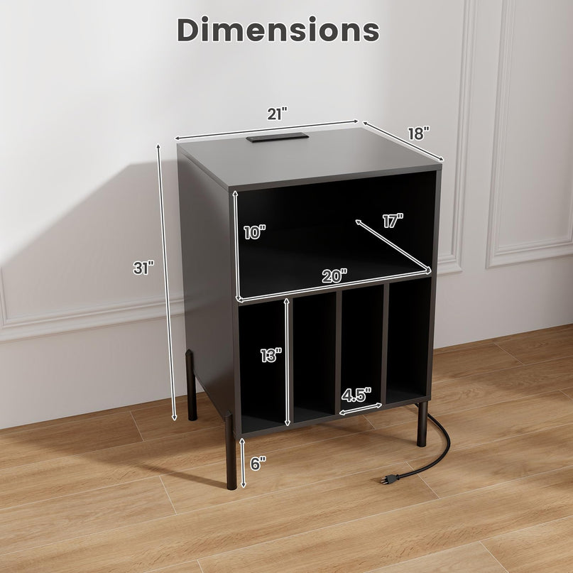 Giantex Record Player Stand with Charging Station
