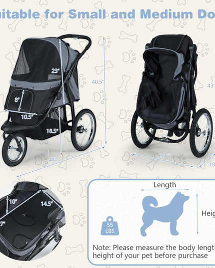 Giantex Dog Stroller for Small & Medium Dogs Cats Foldable Pet Stroller