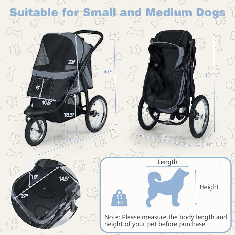 Giantex Dog Stroller for Small & Medium Dogs Cats Foldable Pet Stroller