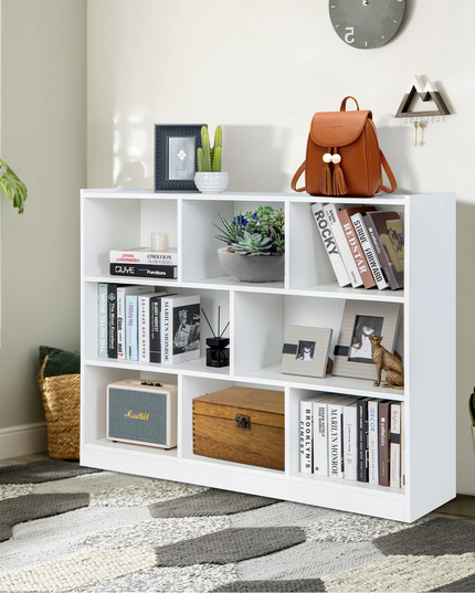 8 Cube Bookcase, Freestanding 3-Tier Open Bookshelf - Giantex