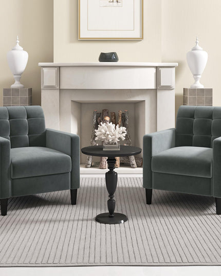 Giantex Modern Velvet Accent Chair Set, Upholstered Comfy Armchair with Tufted Back, Arms, Mid Century Single Sofa Side Chair